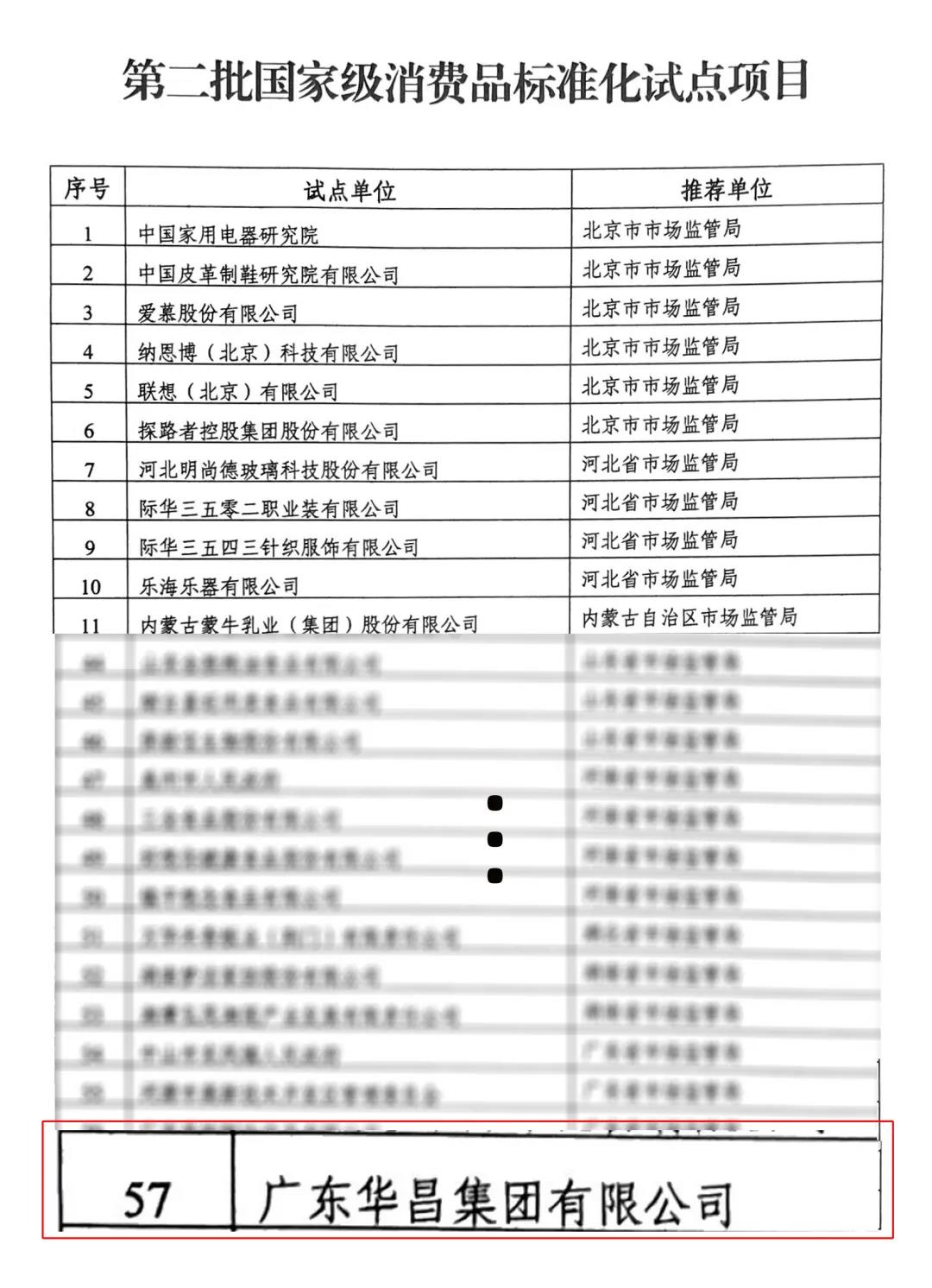 第二批国家级消费品标准化试点项目